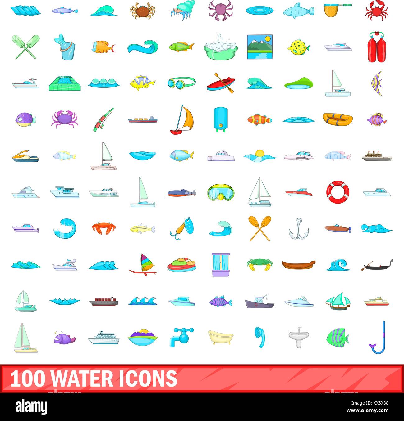 100 water icons set, cartoon style Stock Vector Image & Art - Alamy