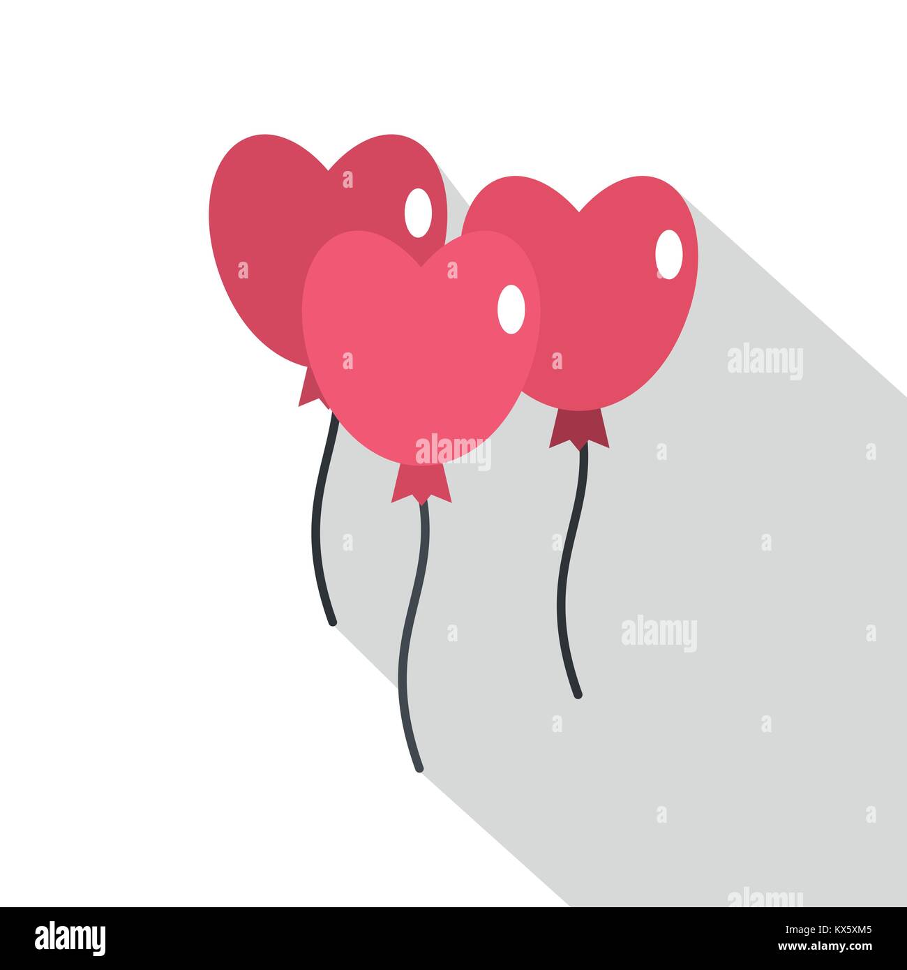 Pink balloons in shape of heart icon, flat style Stock Vector Image ...