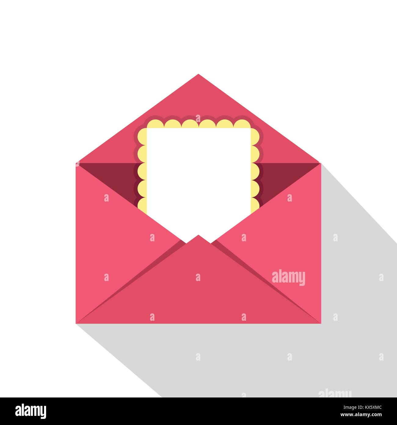 Greeting card in pink envelope icon, flat style Stock Vector Image ...