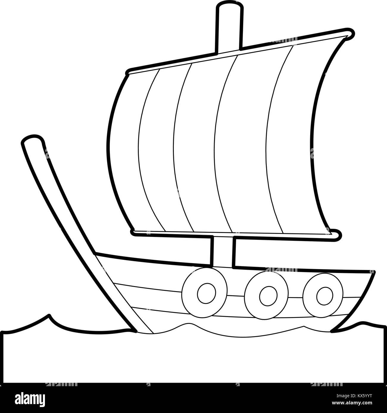 Sailing ship icon , outline style Stock Vector
