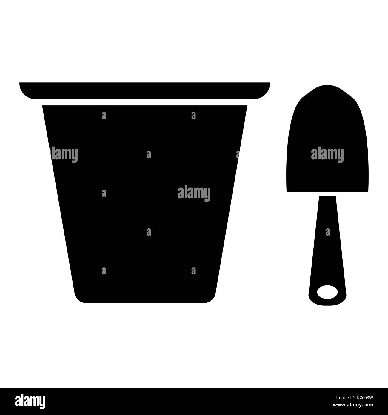 Pail and shovel icon, simple style Stock Vector