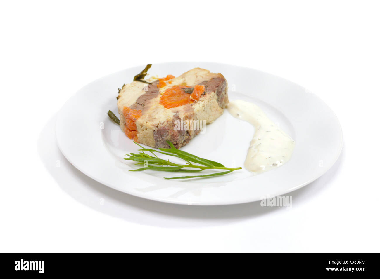 Chicken pate with tarragon and sauce Stock Photo