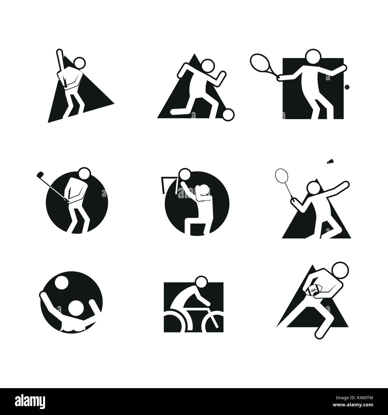 Various Block Sport Abstract Shape Symbol Vector Illustration Graphic Design Set Stock Vector