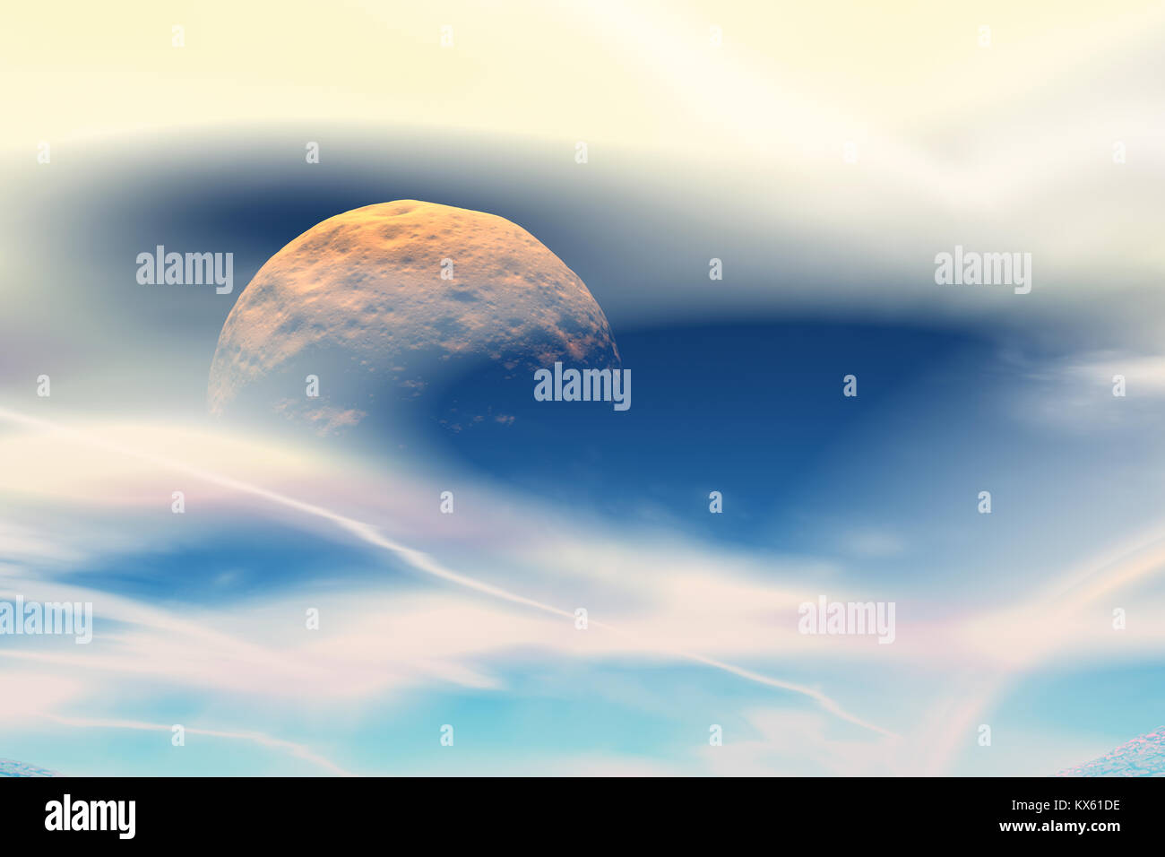 Satellites and asteroids in space. 3D illustration Stock Photo - Alamy