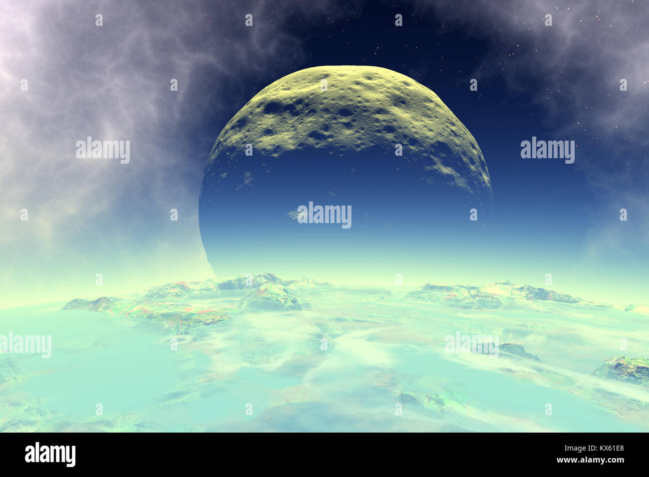 Satellites and asteroids in space. 3D illustration Stock Photo - Alamy