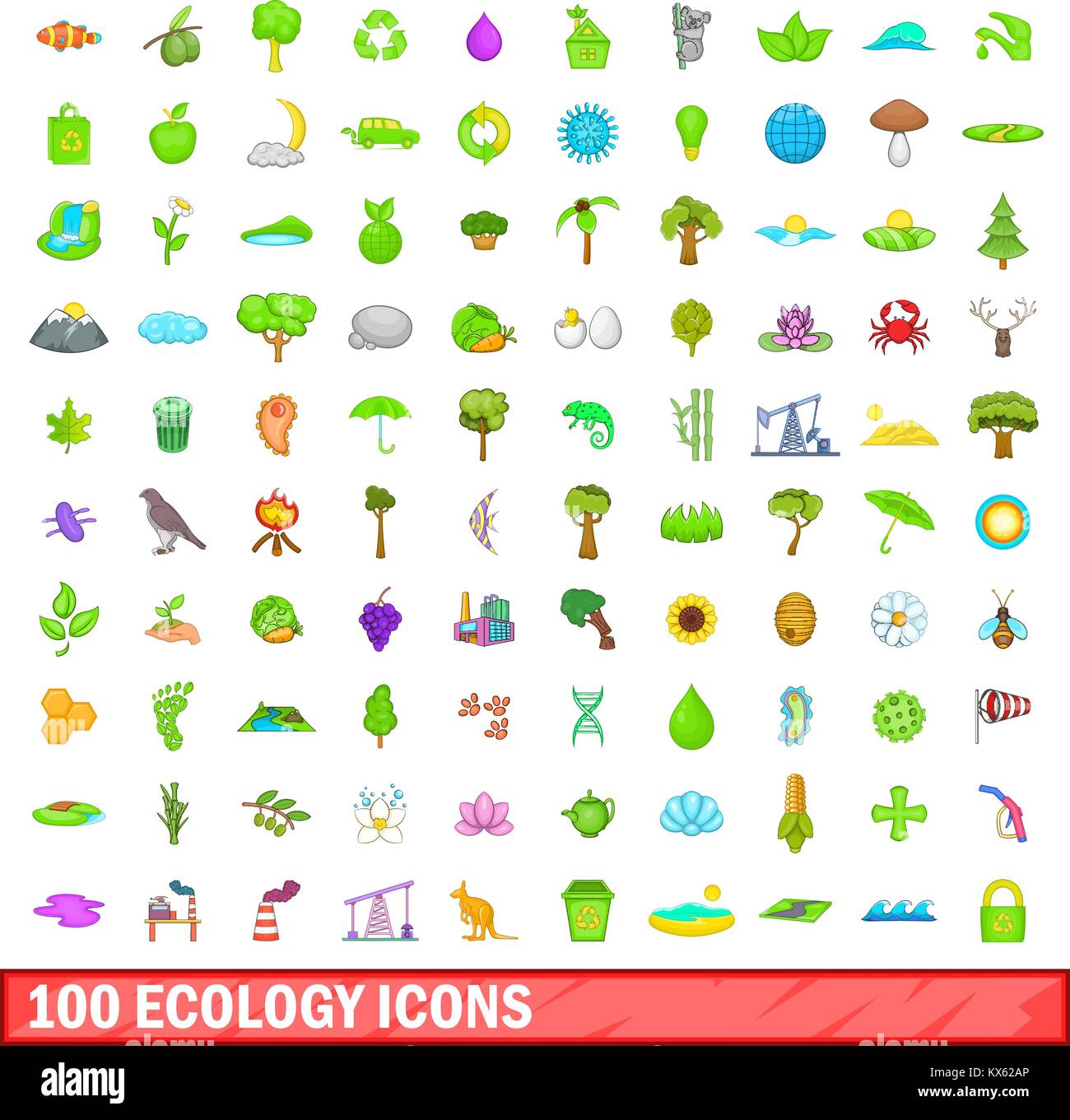 100 ecology icons set, cartoon style Stock Vector Image & Art - Alamy