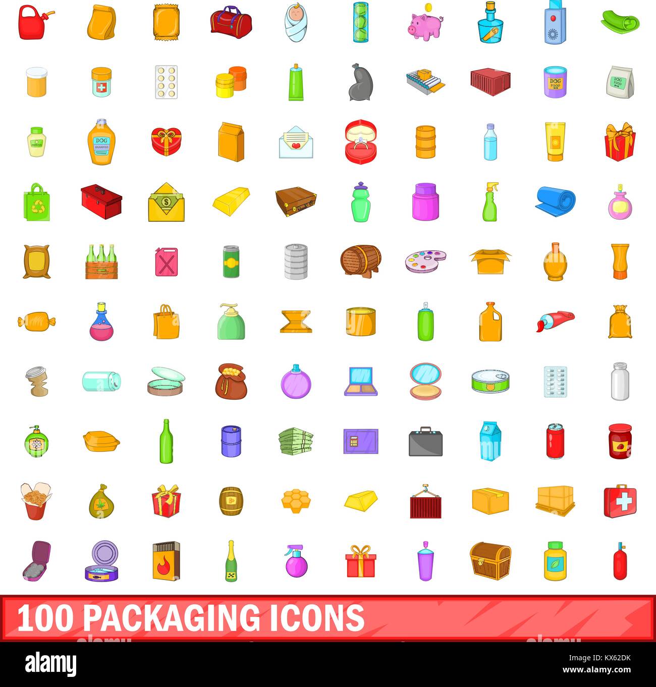 100 packaging icons set, cartoon style Stock Vector Image & Art - Alamy