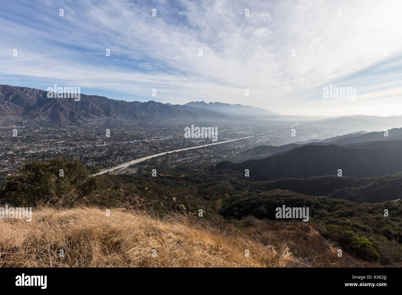 Southern California mountain morning view of La Crescenta - Montrose and La Canada Flintride near Los Angeles. Stock Photo