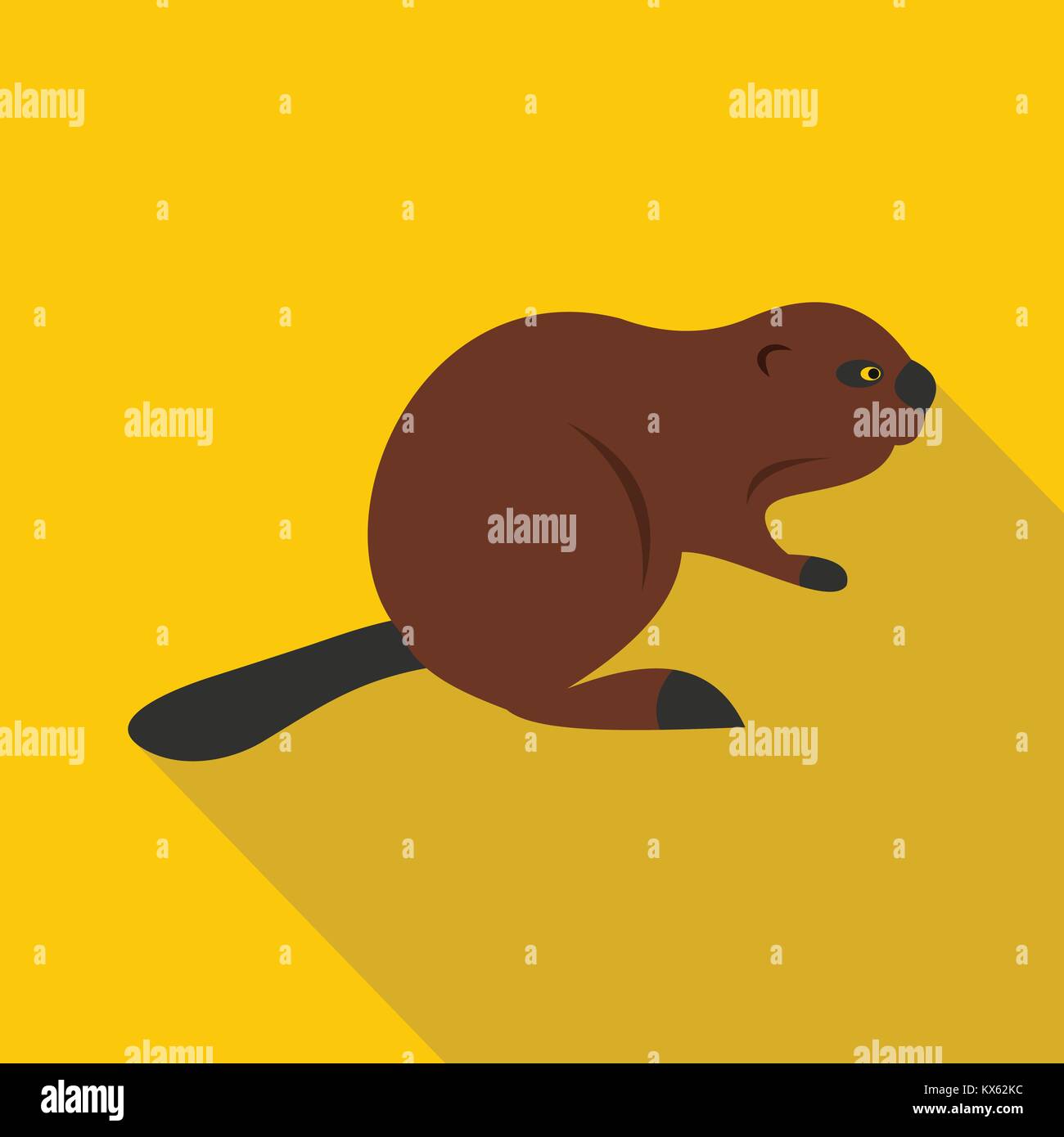 North American beaver icon, flat style Stock Vector