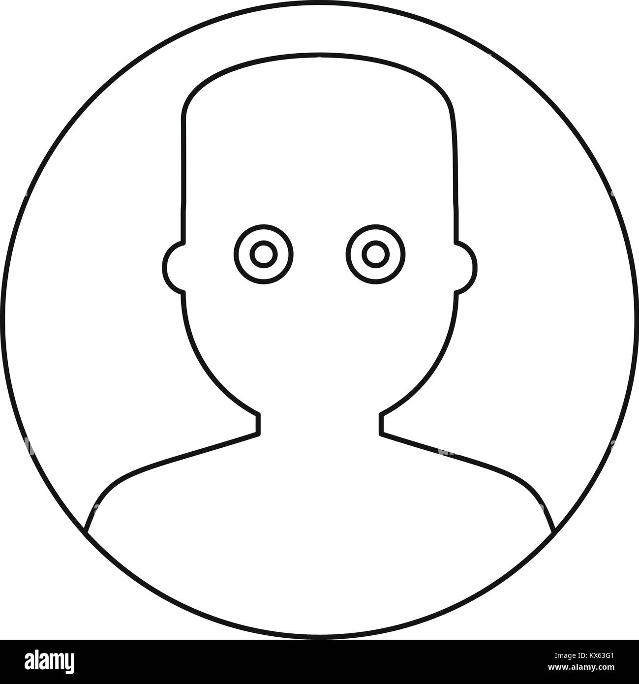 Man face with wide eyed icon, outline style Stock Vector