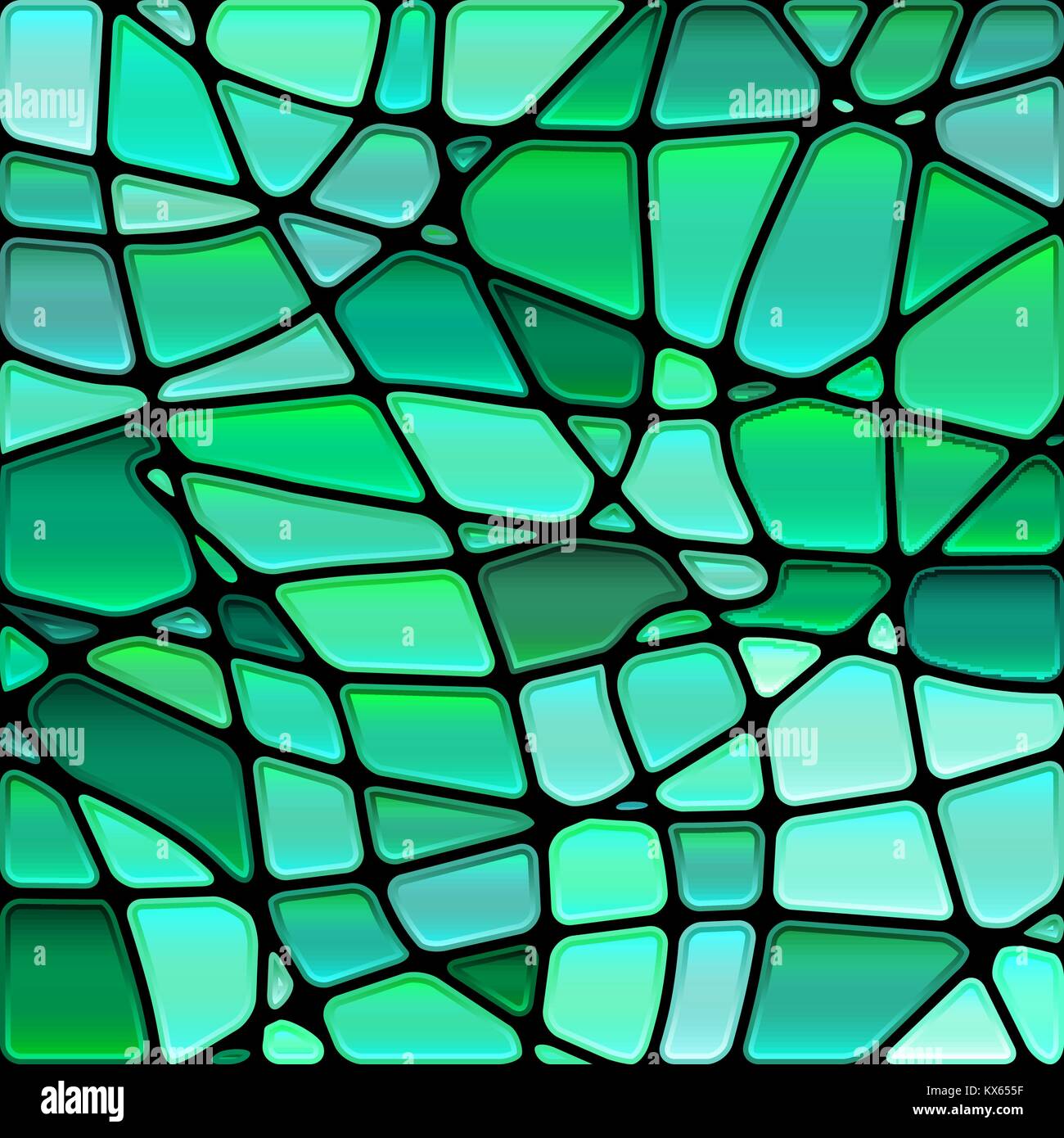 abstract vector stained-glass mosaic background - green and teal Stock ...