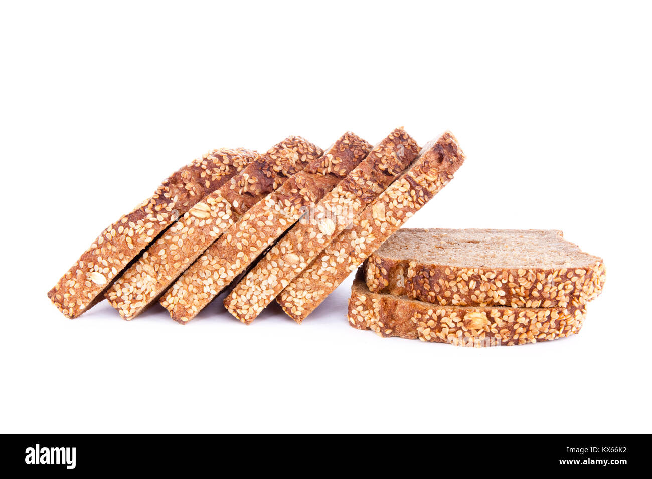Slices of sesame bread isolated on white Stock Photo - Alamy