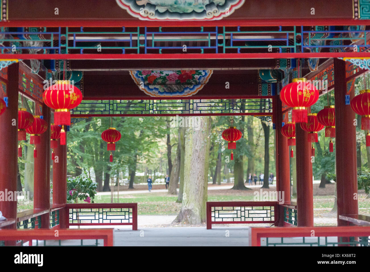 Traditional Chinese Tomb in Warsaw Outdoor Park in Warsaw Polan 2014 October Stock Photo