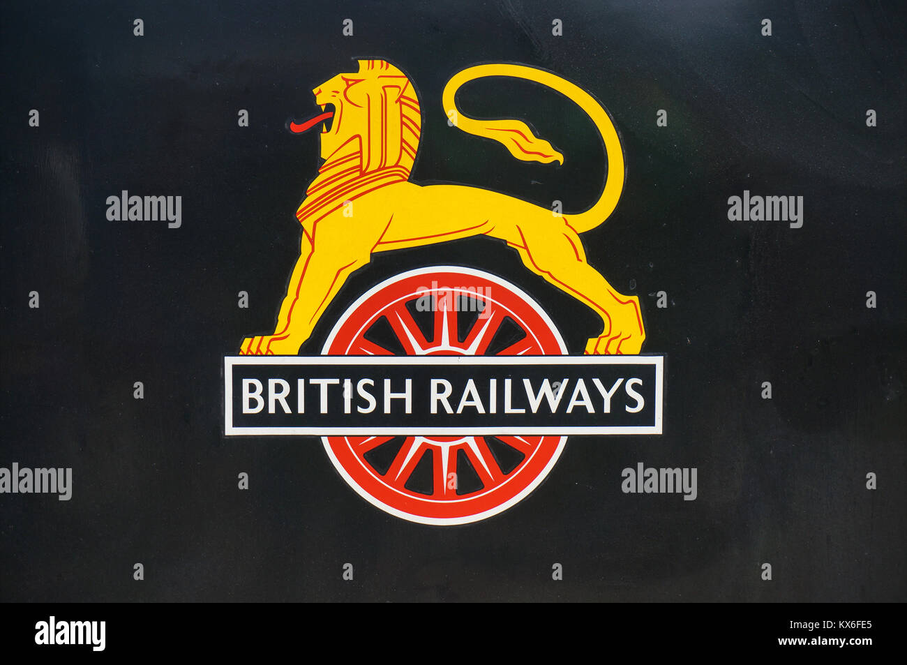 An old British Railways logo on a rolling stock in Bo'ness, Scotland
