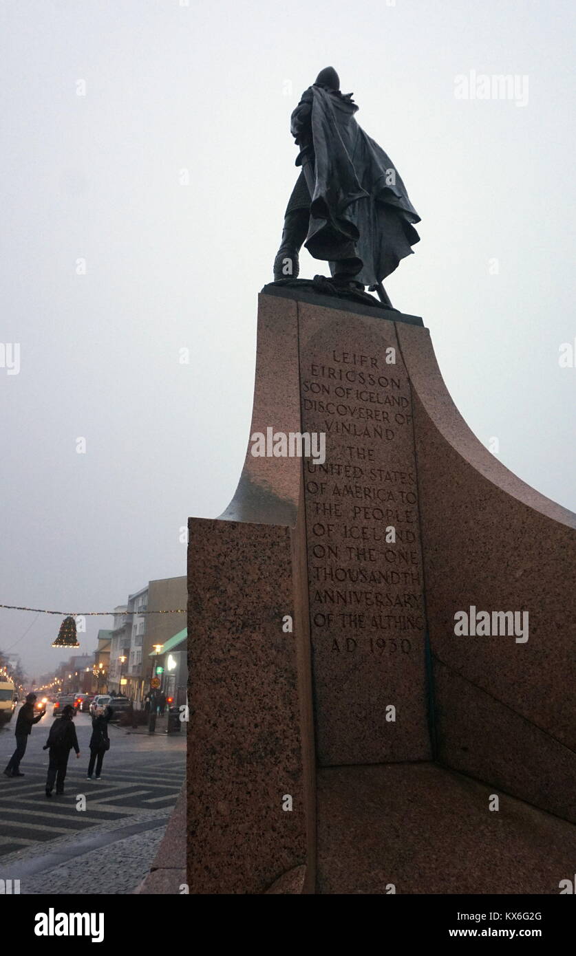 Viking Statue of Leifur Eiríksson outside Hallgrímskirkja in Reykjavik