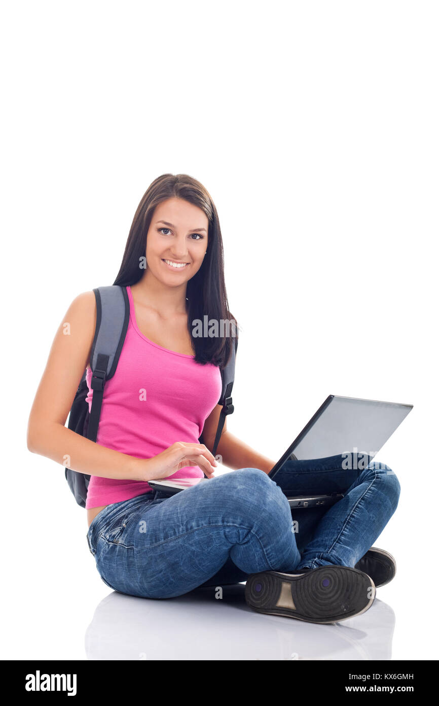 student girl using laptop Stock Photo Alamy