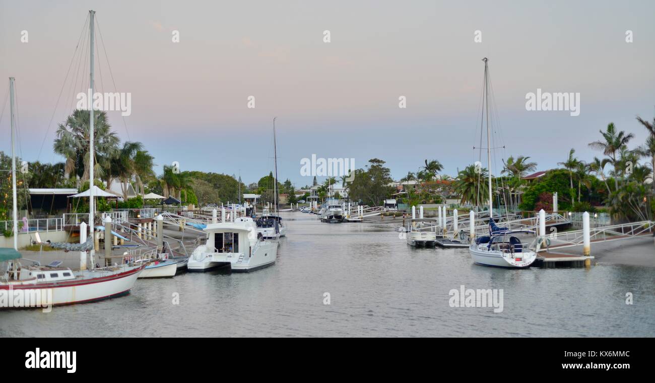 Christmas light displays on the canals of Mooloolaba, Sunshine Coast