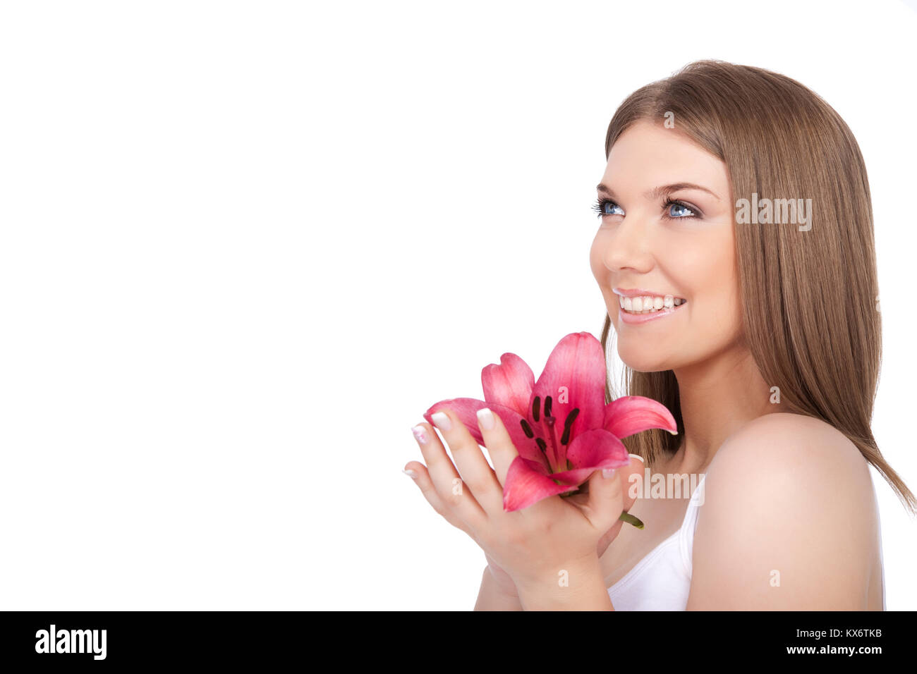 Beautiful Young Spa Woman Portrait Isolated On White Background Stock