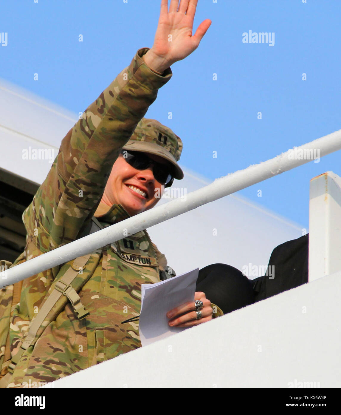Soldiers of the Utah Army National Guard's1-211th Aviation Return to Utah Jan. 20, 2013 after a yearlong deployment to Afghanistan. The unit's mission was to provide aerial route reconnaissance and armed escort for U.S. and Coaltion aircraft in the U.S. Central Command area of operations. Stock Photo