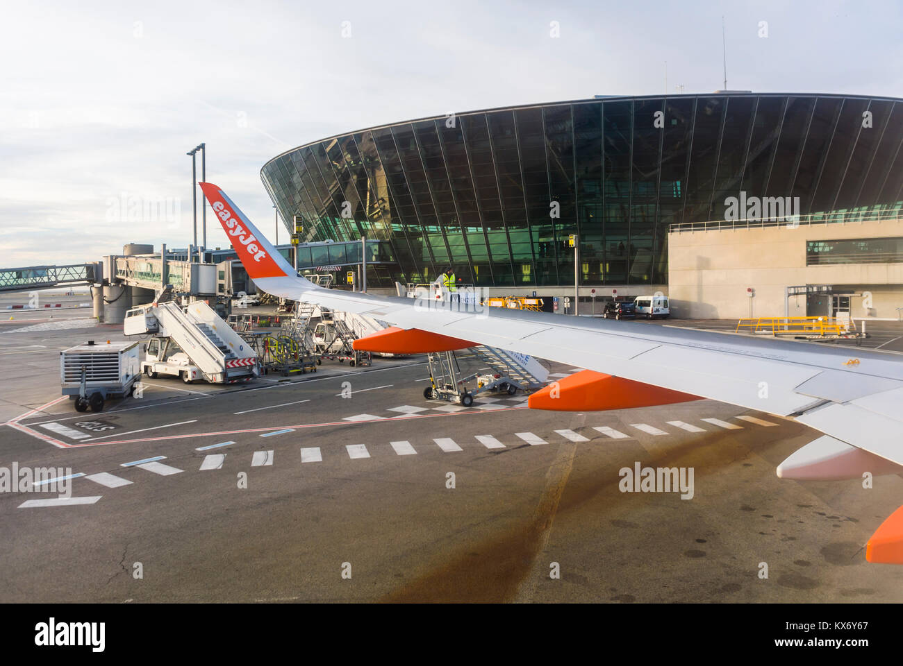 Nice, France, Nice Airport, View from Airplane Window, Tarmac, Terminal