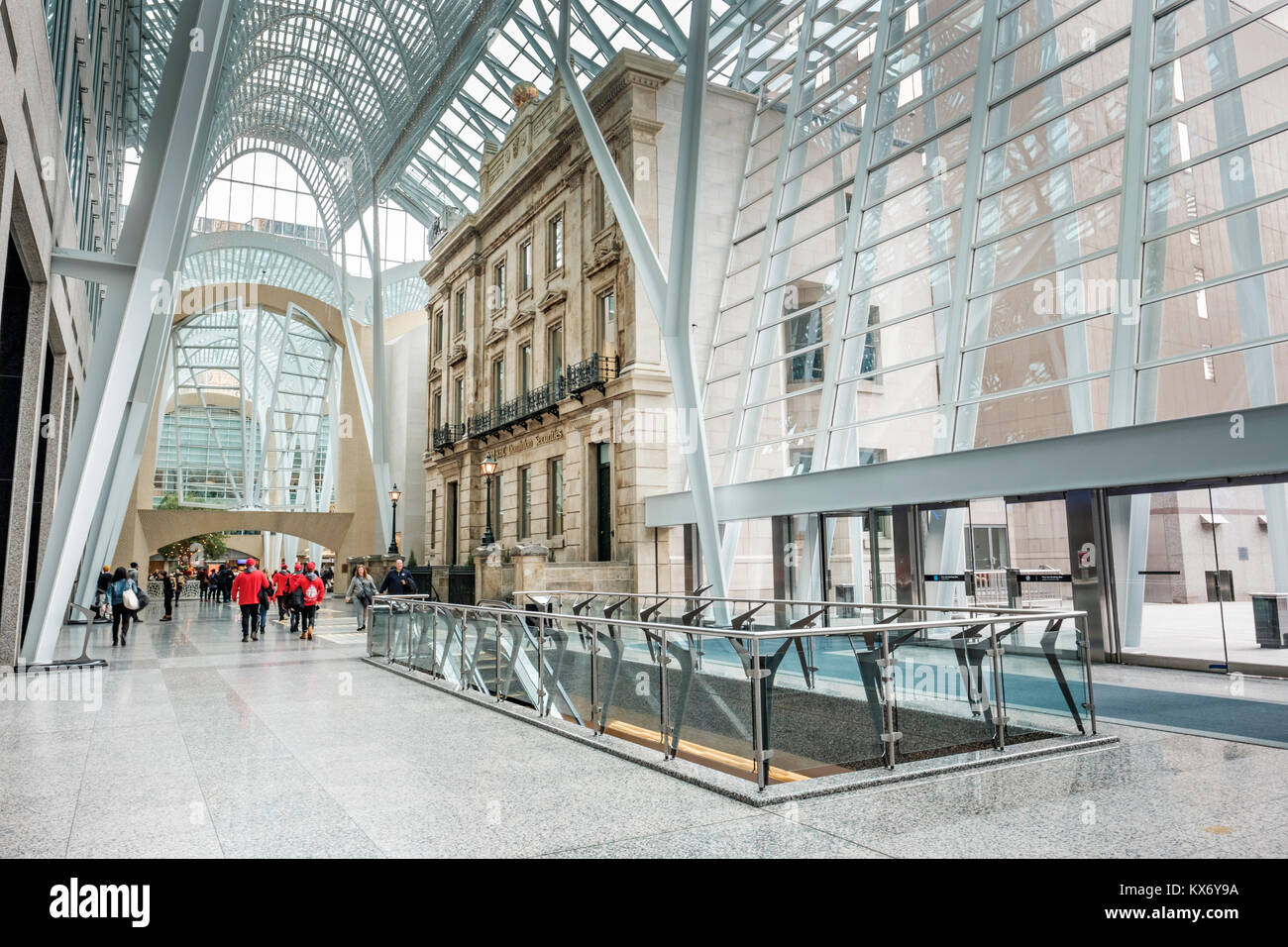 Inside Brookfield Place (formerly BCE Place) Santiago Calatrava's Allen Lambert Galleria in downtown Toronto, Ontario, Canada. Stock Photo