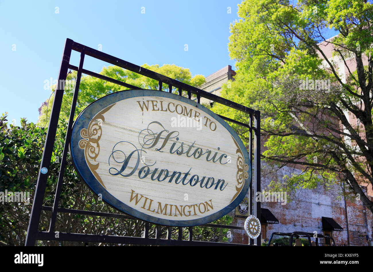 Historic Downtown Wilmington sign, North Carolina Stock Photo Alamy
