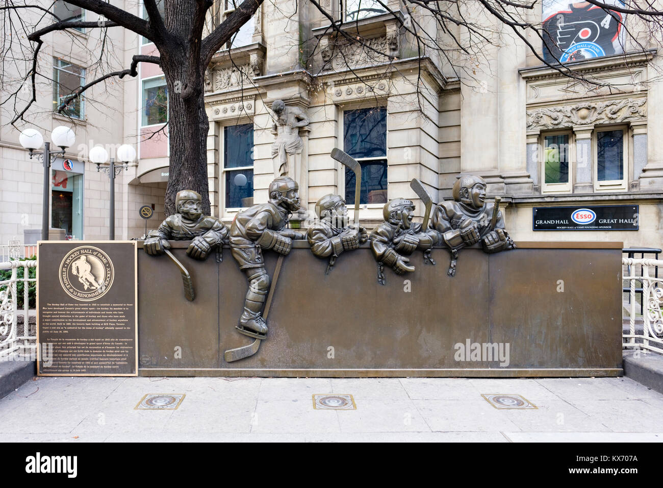 Our Game, bronze sculpture by Canadian artist Edie Parker (Edit Martinko), Toronto Hockey Hall of Fame Museum, downtown Toronto, Ontario, Canada. Stock Photo