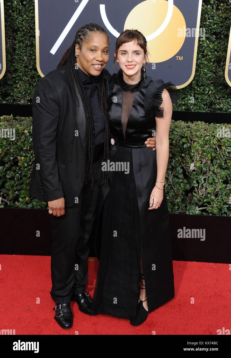 Emma Watson Marai Larasi At Arrivals For 75th Annual Golden