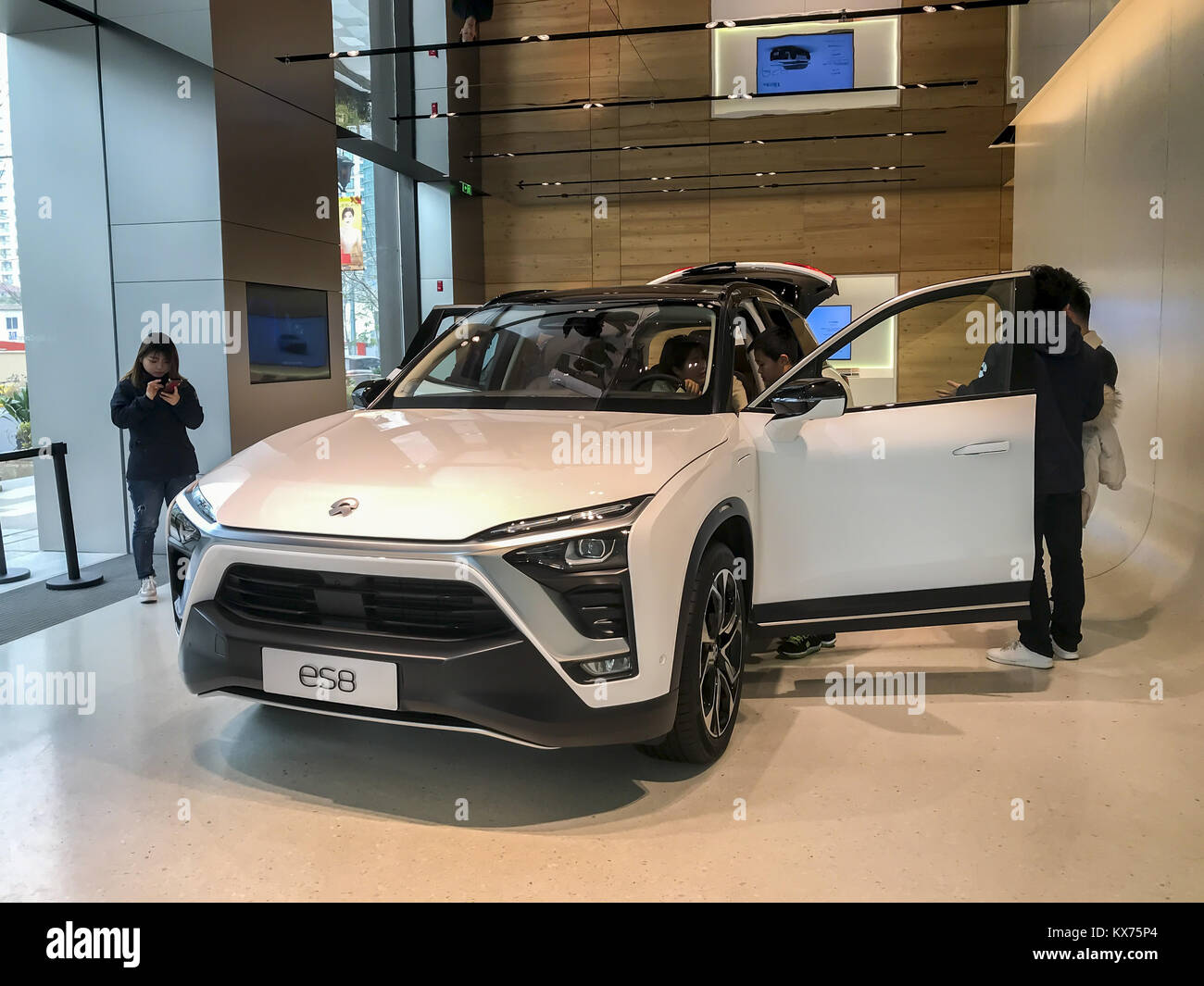 January 8, 2018 - Shanghai, Shanghai, China - Shanghai,CHINA-8th January 2018:(EDITORIAL USE ONLY. CHINA OUT) ..The electric supercar Nio EP9 can be seen at a shopping mall in Shanghai, January 8th, 2018. (Credit Image: © SIPA Asia via ZUMA Wire) Stock Photo