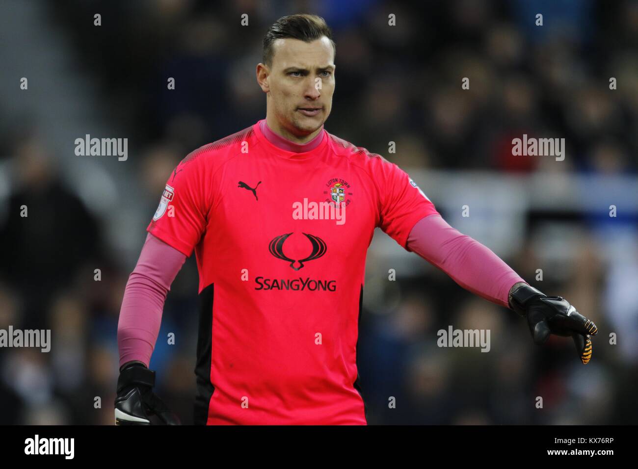 MAREK STECH LUTON TOWN FC NEWCASTLE UNITED FC V LUTON TOWN FC, THE EMIRATES FA CUP ST JAMES PARK, NEWCASTLE, ENGLAND 06 January 2018 GBB6068 STRICTLY EDITORIAL USE ONLY. If The Player/Players Depicted In This Image Is/Are Playing For An English Club Or The England National Team. Then This Image May Only Be Used For Editorial Purposes. No Commercial Use. The Following Usages Are Also Restricted EVEN IF IN AN EDITORIAL CONTEXT: Use in conjuction with, or part of, any unauthorized audio, video, data, fixture lists, club/league logos, Betting, Games or any 'live' services. Al Stock Photo