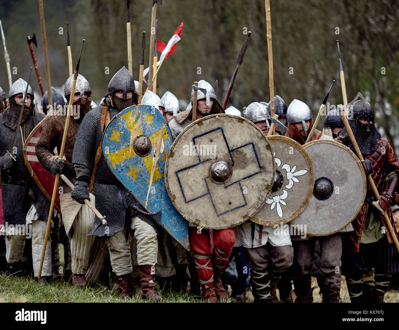 Warrior Of Medieval Europe. Vikings Medieval Battle (reconstruction ...