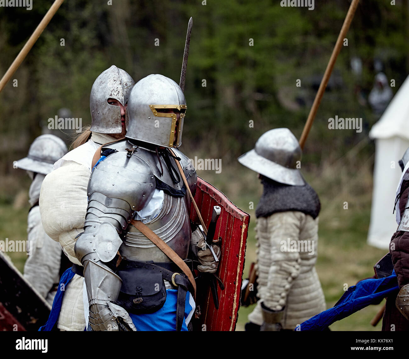 Knight in armor. Medieval battle (historical reconstruction Stock Photo ...