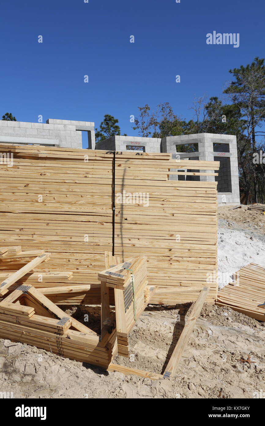 New Home construction in central Florida Stock Photo