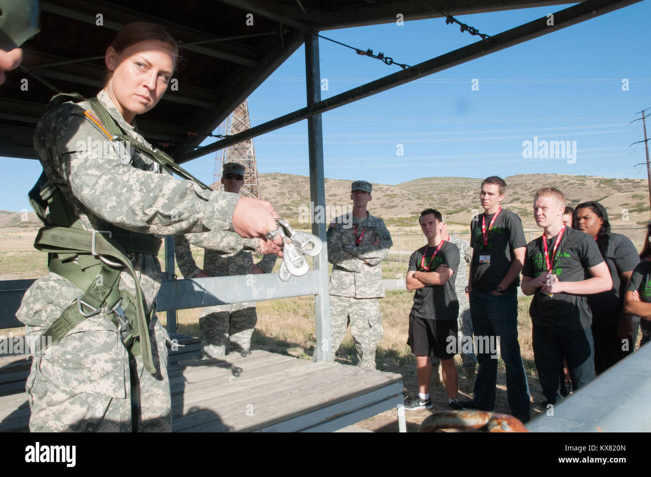 Freedom Academy delegates jump from a special forces jump tower on Camp