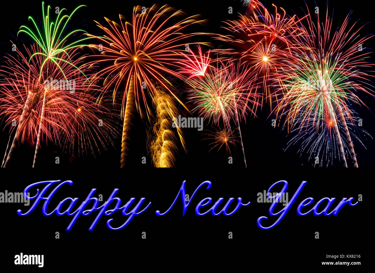 Happy New Year on a beautiful background of fireworks Stock Photo - Alamy