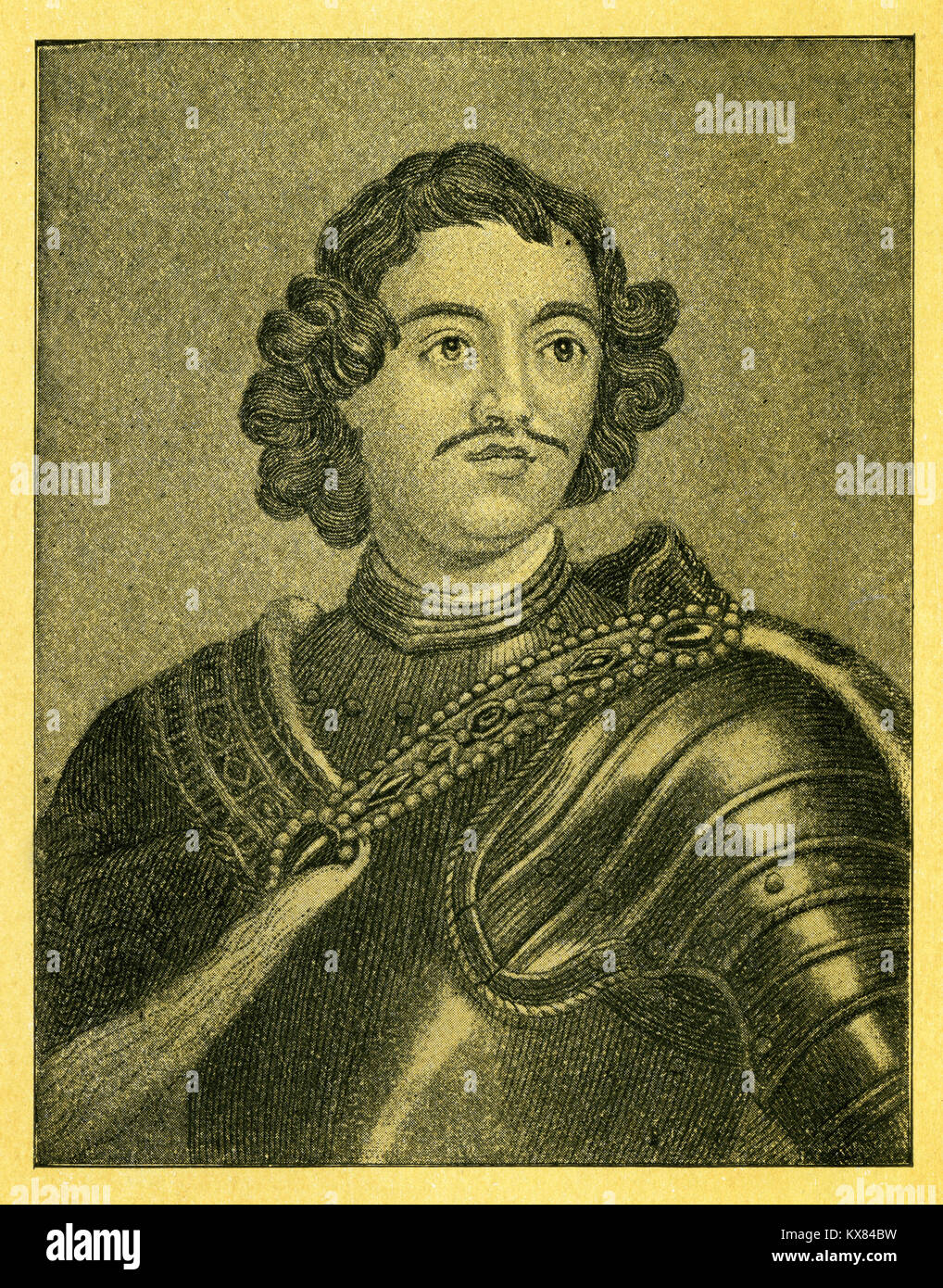 Engraving of Peter the Great (1672 - 1725), Emperor of Russia from 1682 - 1725. From Peter the Great by Jacob Abbott, 1887. Stock Photo