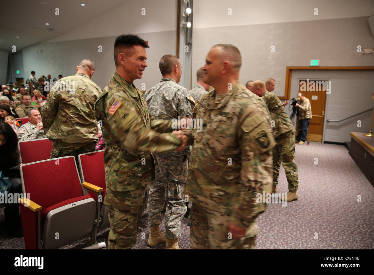 Members of the 101st Airborne (Air Assault) Multi Compo Unit Detachment attend a deployment