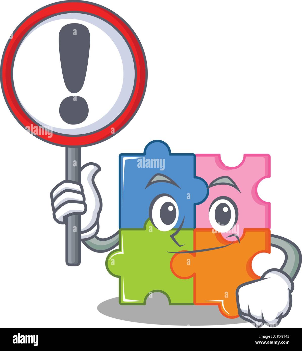 With sign puzzle character cartoon style Stock Vector Image & Art Alamy