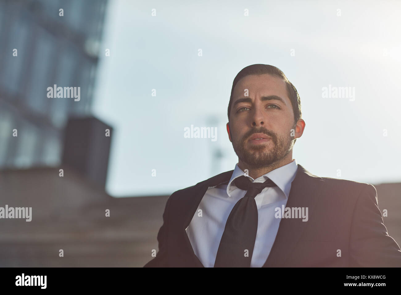 Man as Business Startup Founder with vision looks to the future Stock ...