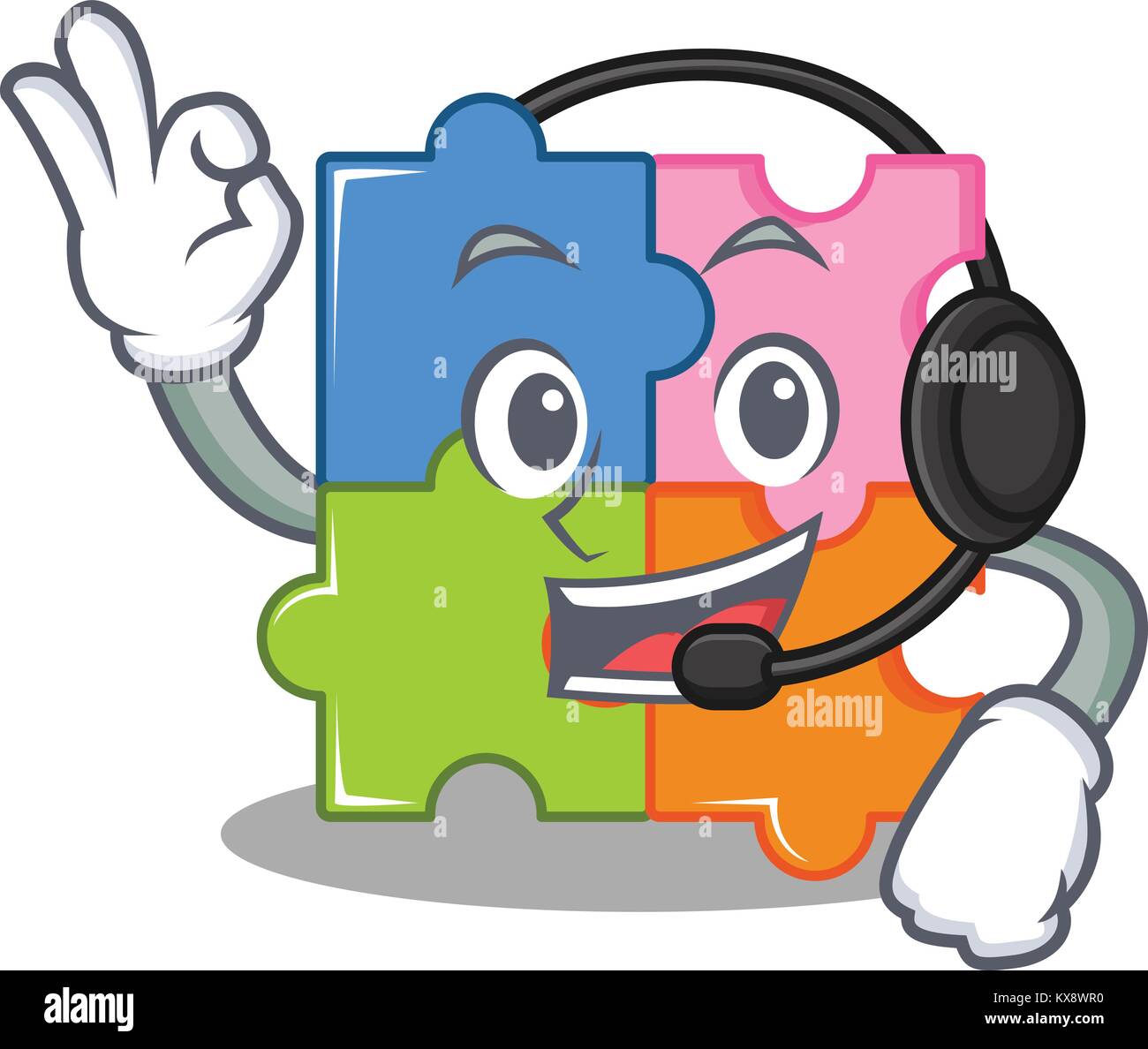 With headphone puzzle mascot cartoon style Stock Vector Image & Art Alamy