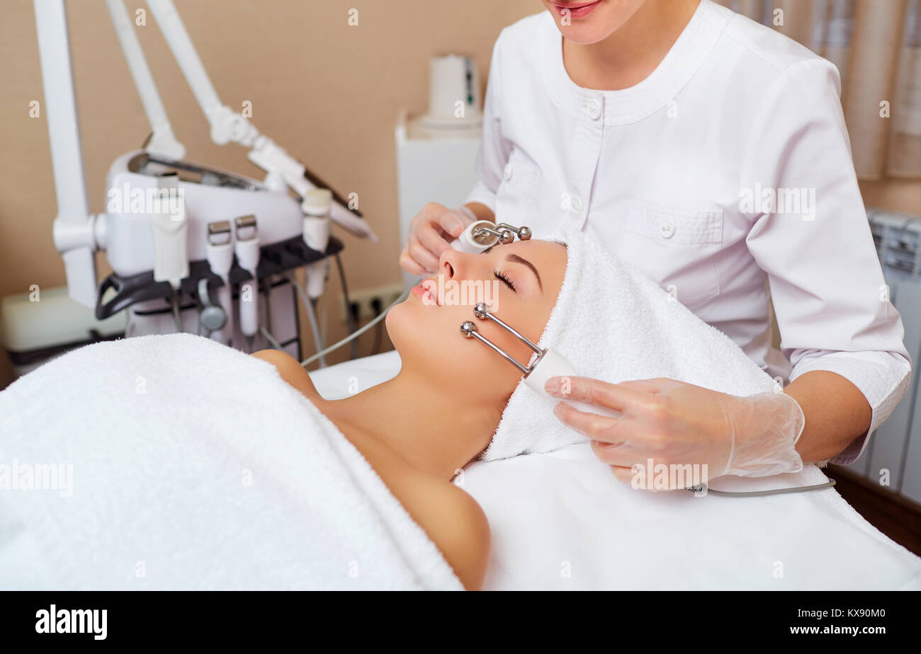 Woman on facial skincare procedure. Stock Photo