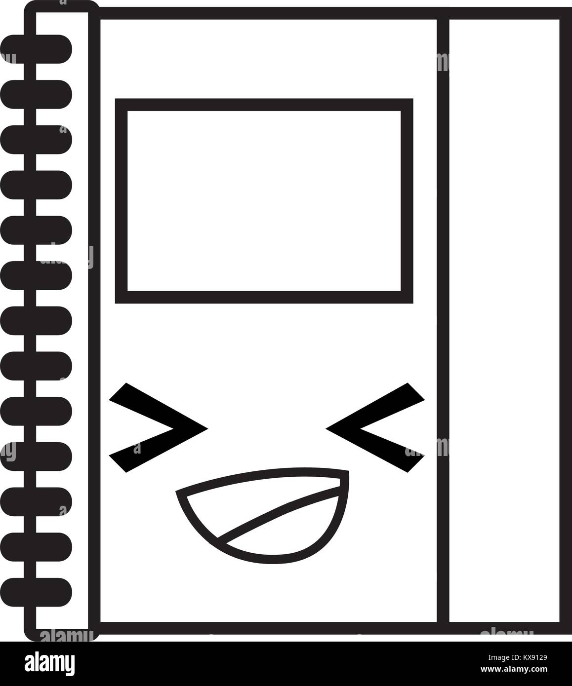 line happy and cute notebook object kawaii Stock Vector Image & Art - Alamy