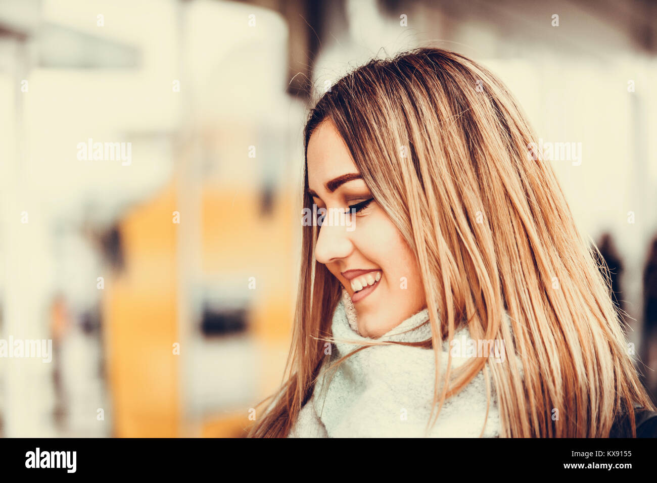 Portrait of a beautiful young modern and urban woman outdoors Stock ...