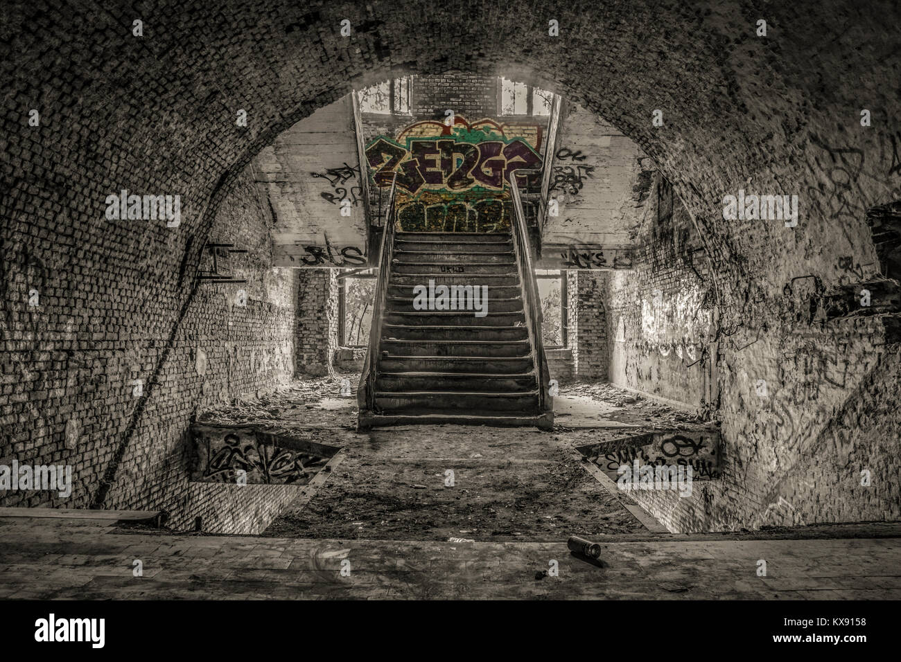 the inside of a old military base Stock Photo Alamy
