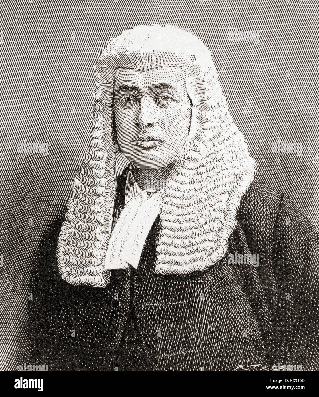 Sir William Rann Kennedy, 1846 –  1915.  British jurist, Lord Justice of Appeal and an accomplished classical scholar.  From The Strand Magazine, published January to June, 1894. Stock Photo