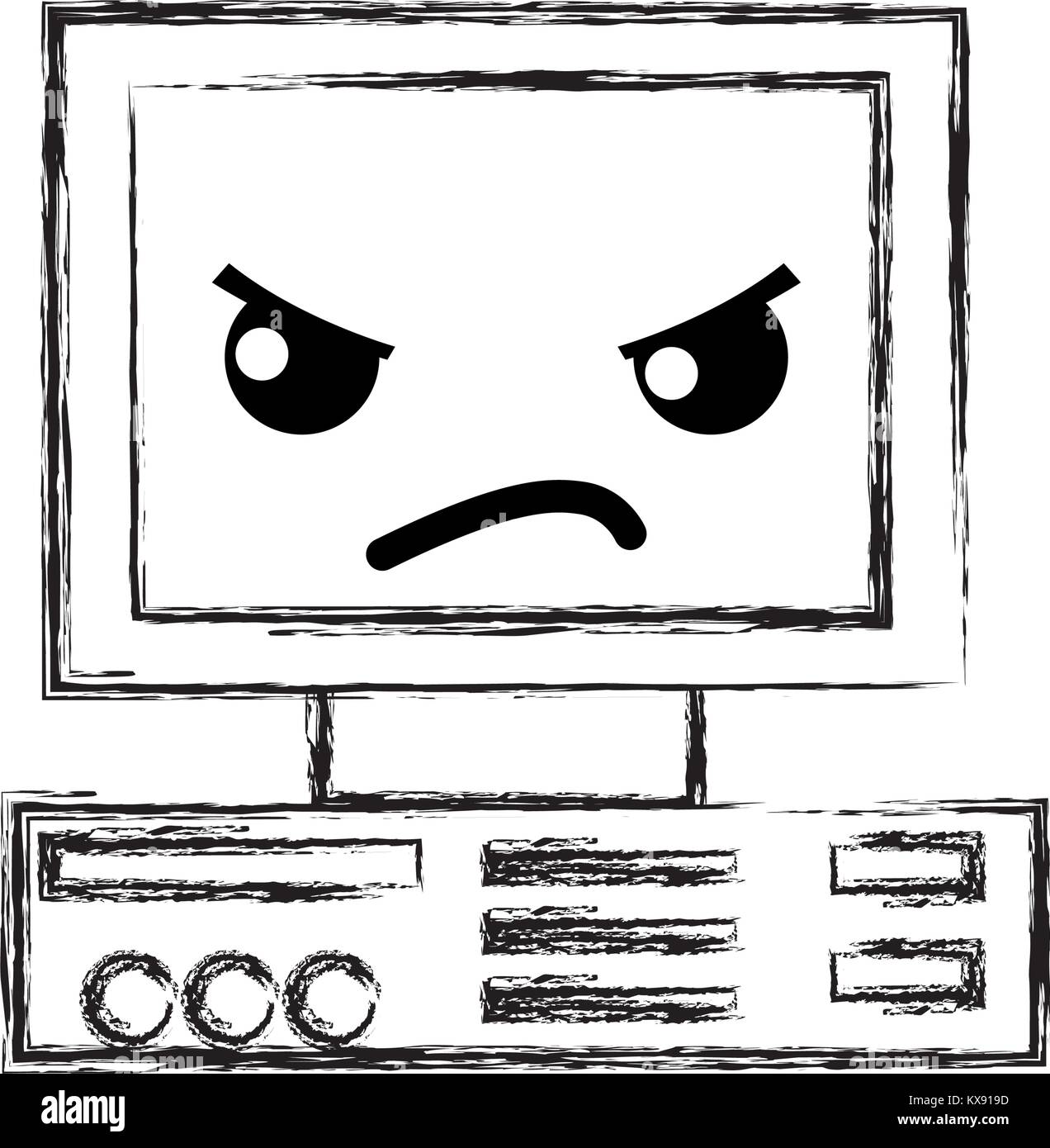 figure angry and cute computer technology kawaii Stock Vector Image ...