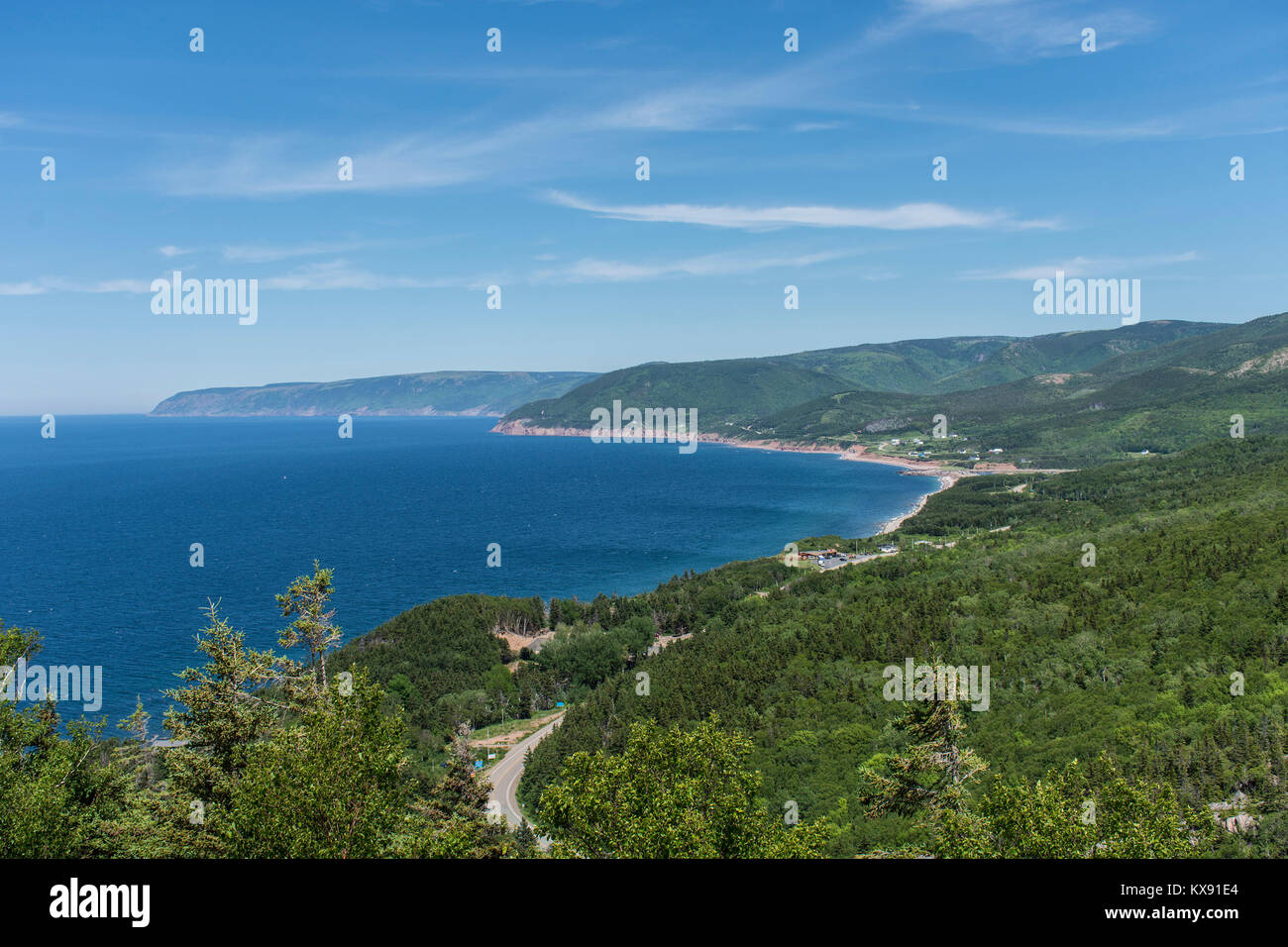 View of Northwestern side of the Cabot Trail on Cape Breton Island. Stock Photo