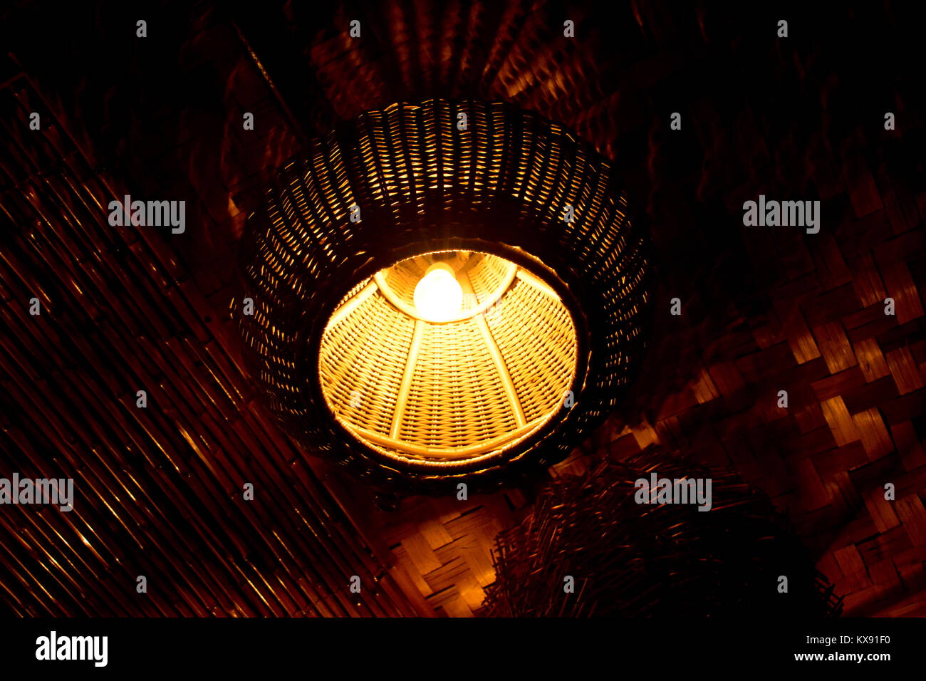 Bamboo chandelier Stock Photo