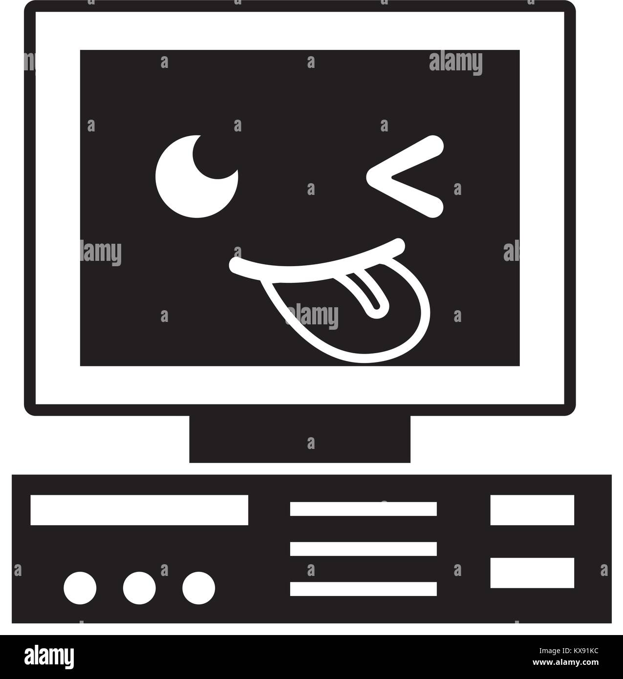 contour funny and cute computer technology kawaii Stock Vector Image ...
