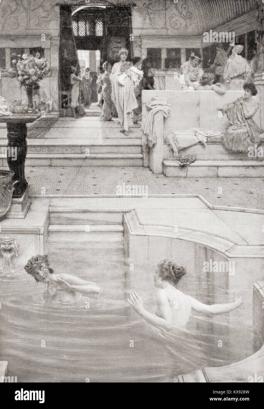 Ladies bathing in the public baths in ancient Rome.  From Hutchinson's History of the Nations, published 1915. Stock Photo